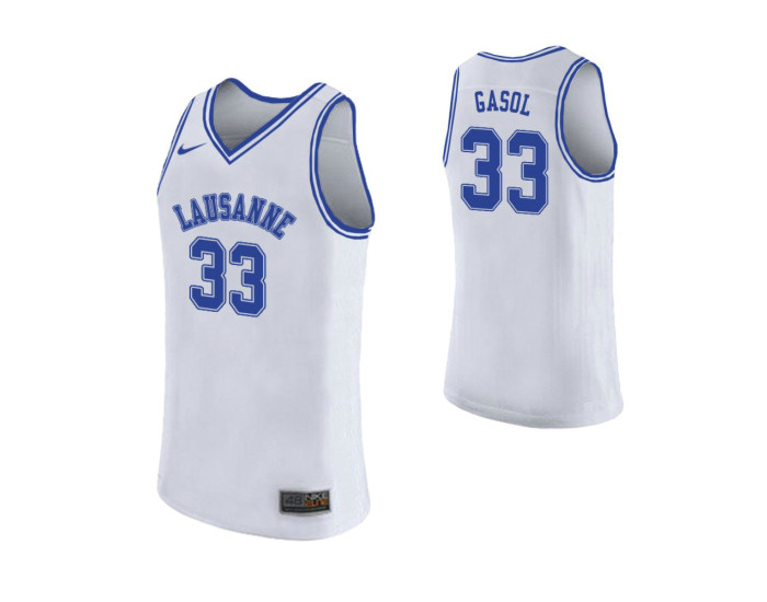 Marc Gasol #33 High School Replica College Basketball Jersey White