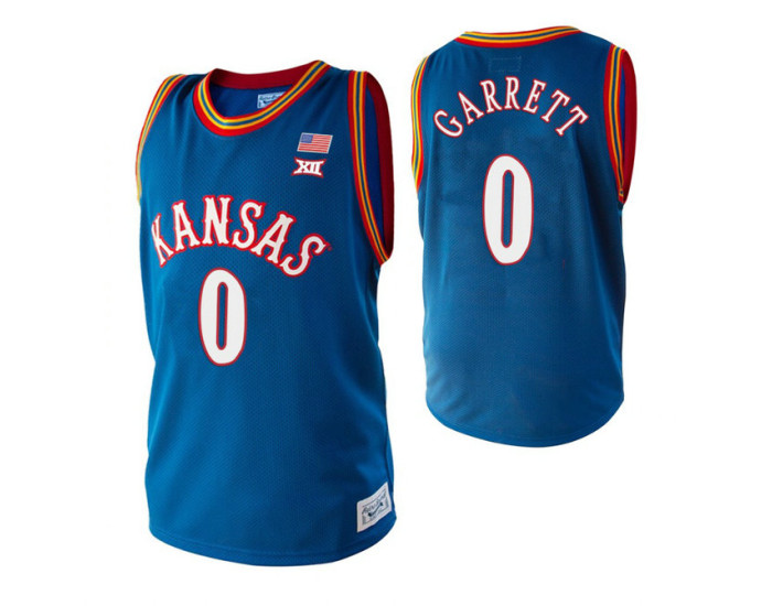 Youth Kansas Jayhawks #0 Marcus Garrett Royal Authentic College Basketball Jersey