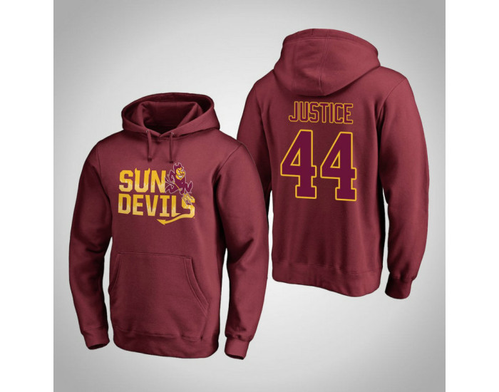 Arizona State Sun Devils #44 Kodi Justice Men's Maroon Team Hometown Collection Pullover Hoodie