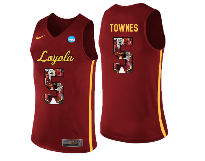 Youth Loyola (Chi) Ramblers #5 Marques Townes Replica College Basketball Jersey Red