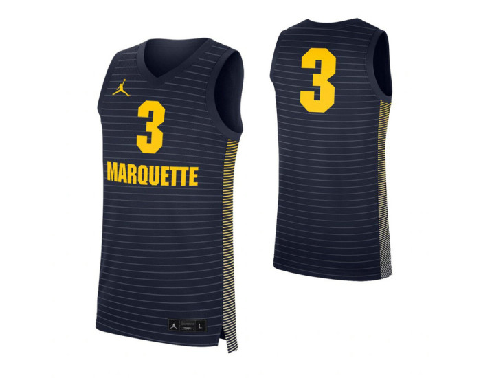 Marquette Golden Eagles #3 Authentic College Basketball Jersey Navy