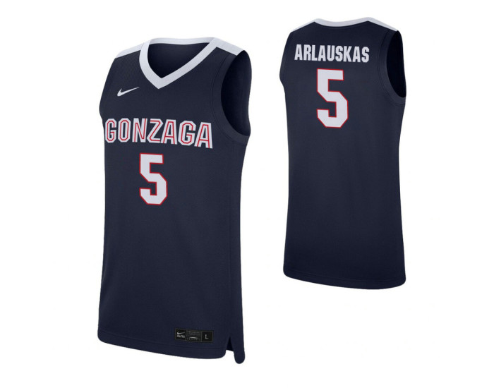 Youth Gonzaga Bulldogs #5 Martynas Arlauskas Navy Authentic College Basketball Jersey
