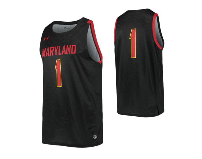 Maryland Terrapins #1 Authentic College Basketball Jersey Black