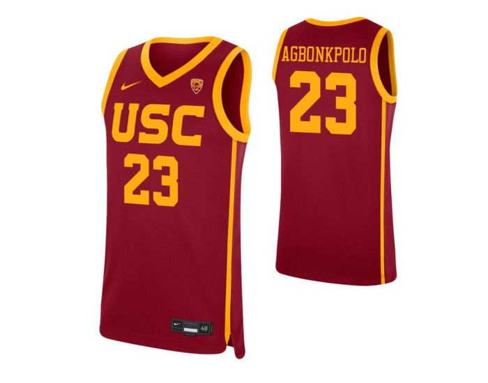 USC Trojans #23 Max Agbonkpolo Cardinal Authentic College Basketball Jersey