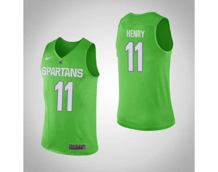 Youth Michigan State Spartans #11 Aaron Henry Authentic College Basketball Jersey Green