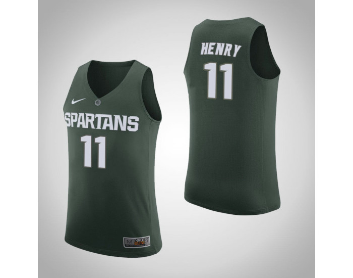 Youth Michigan State Spartans #11 Aaron Henry Home Replica College Basketball Jersey Green