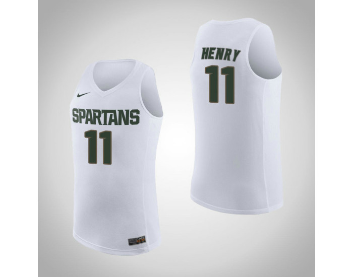 Michigan State Spartans #11 Aaron Henry Road Authentic College Basketball Jersey White