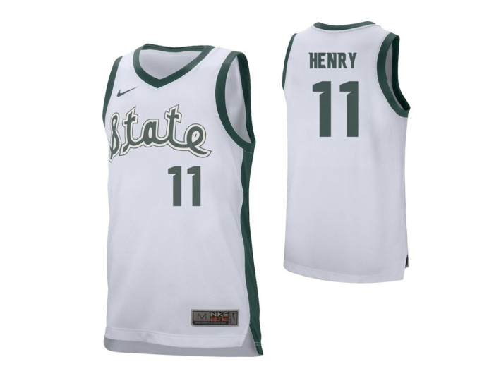 Michigan State Spartans #11 Aaron Henry Authentic College Basketball Jersey White
