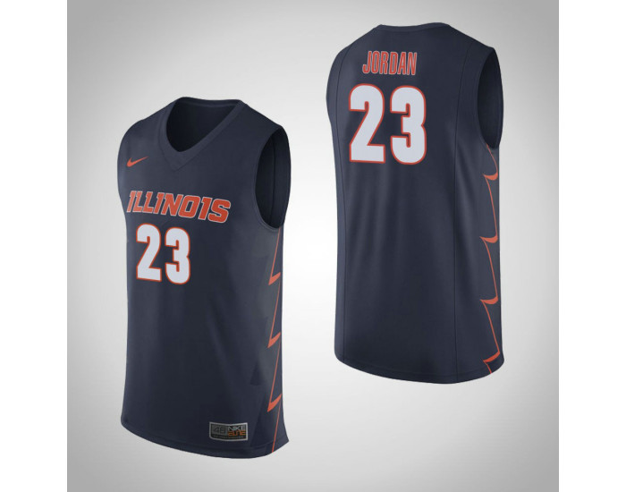 Illinois Fighting Illini #23 Aaron Jordan Authentic College Basketball Jersey Navy