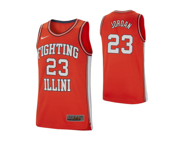 Illinois Fighting Illini #23 Aaron Jordan Retro Performance Authentic College Basketball Jersey Orange