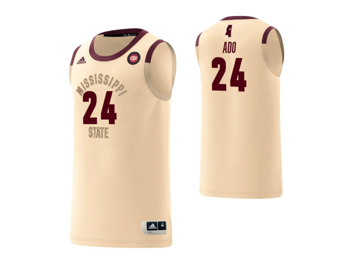 Youth Mississippi State Bulldogs #24 Abdul Ado Harlem Renaissance Replica College Basketball Jersey Cream