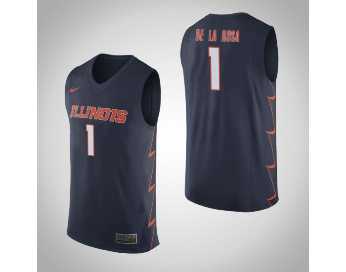 Illinois Fighting Illini #1 Adonis De La Rosa Replica College Basketball Jersey Navy