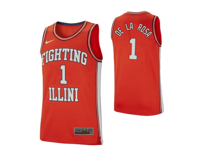 Illinois Fighting Illini #1 Adonis De La Rosa Retro Performance Authentic College Basketball Jersey Orange