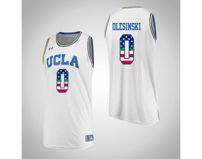 Youth UCLA Bruins #0 Alex Olesinski USA Flag Replica College Basketball Jersey White