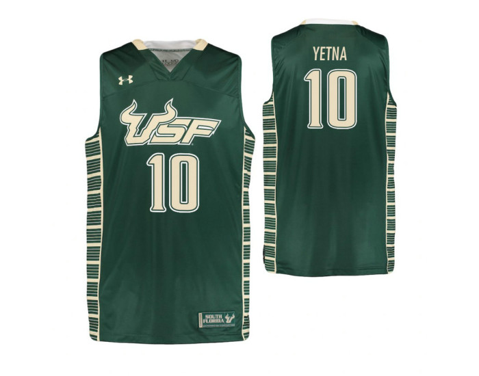 Youth South Florida Bulls #10 Alexis Yetna Replica College Basketball Jersey Green