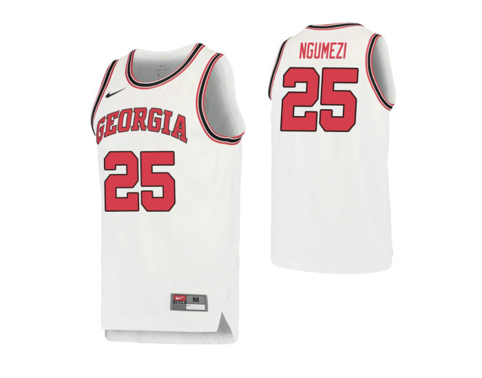 Georgia Bulldogs #25 Amanze Ngumezi Retro Performance Authentic College Basketball Jersey White