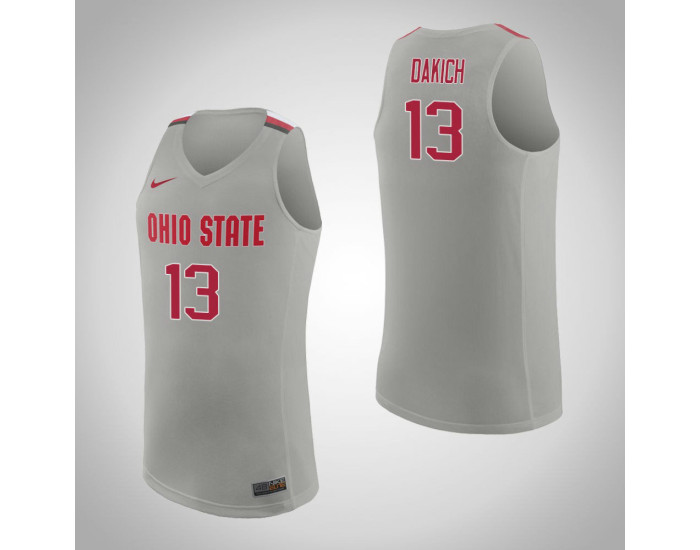 Ohio State Buckeyes #13 Andrew Dakich Authentic College Basketball Jersey Pure Gray