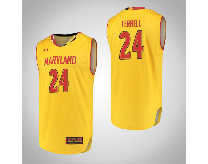 Youth Maryland Terrapins #24 Andrew Terrell Replica College Basketball Jersey Yellow