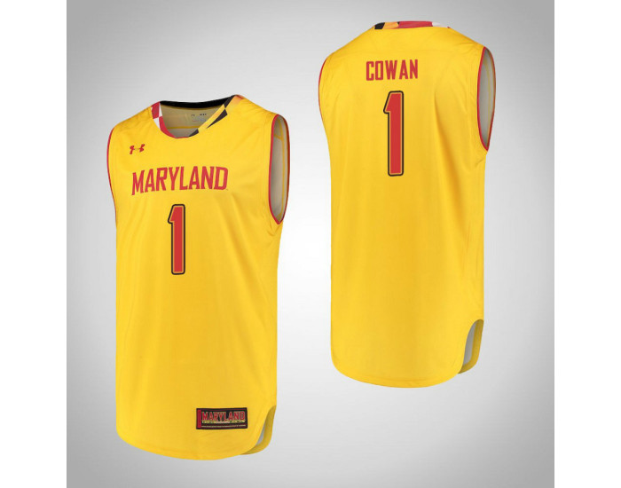 Maryland Terrapins #1 Anthony Cowan Authentic College Basketball Jersey Yellow