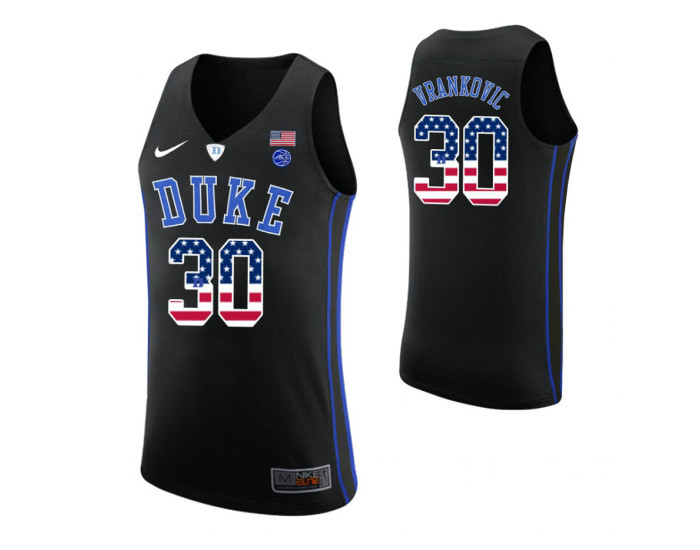 Duke Blue Devils #30 Antonio Vrankovic USA Flag Authentic College Basketball Jersey Black