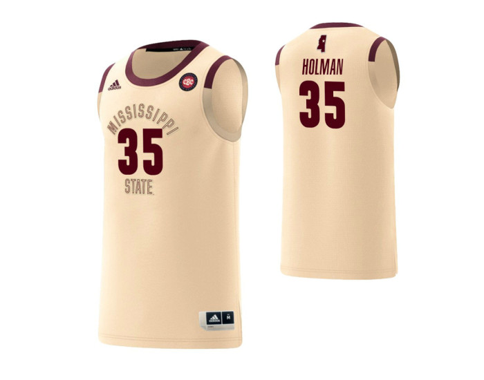 Youth Mississippi State Bulldogs #35 Aric Holman Harlem Renaissance Replica College Basketball Jersey Cream