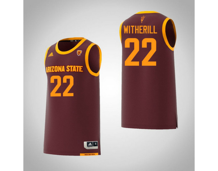 Arizona State Sun Devils #22 Austin Witherill Authentic College Basketball Jersey Maroon