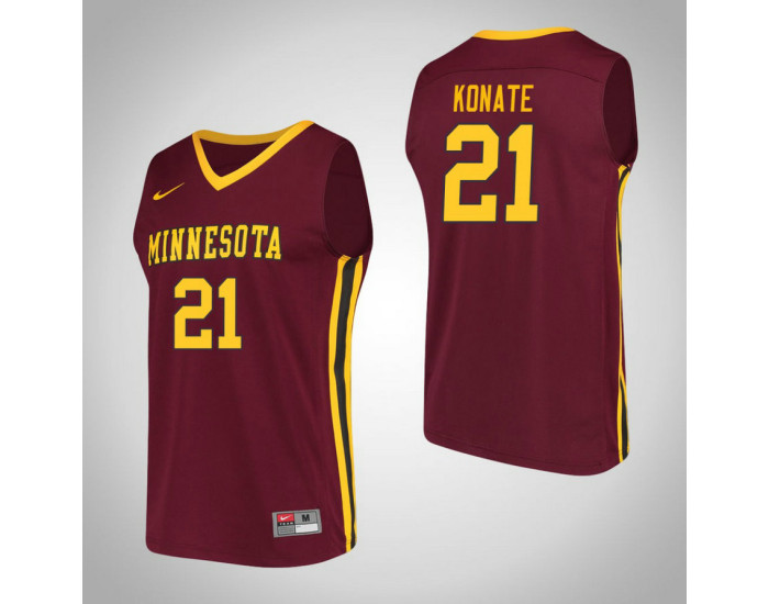 Minnesota Golden Gophers #21 Bakary Konate Performance Replica College Basketball Jersey Maroon