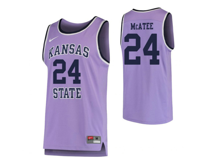 Kansas State Wildcats #24 Pierson McAtee Replica College Basketball Jersey Purple