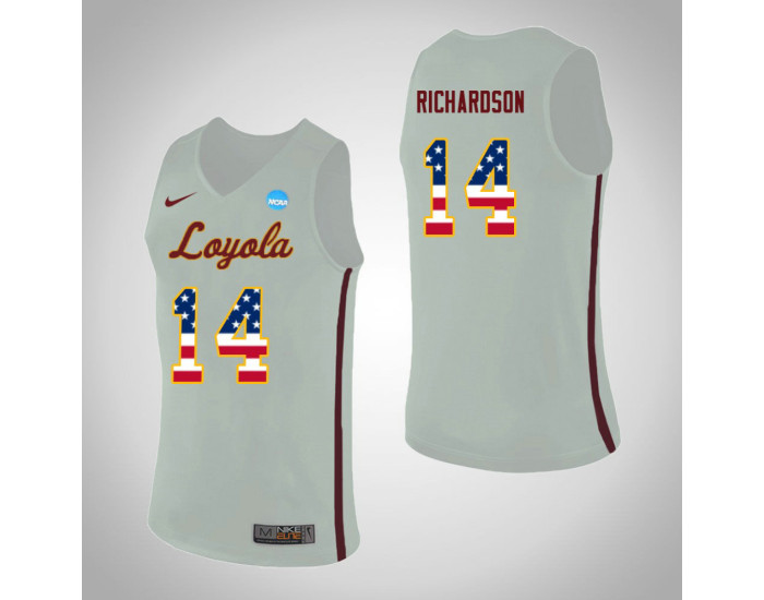 Youth Loyola (Chi) Ramblers #14 Ben Richardson USA Flag Authentic College Basketball Jersey White