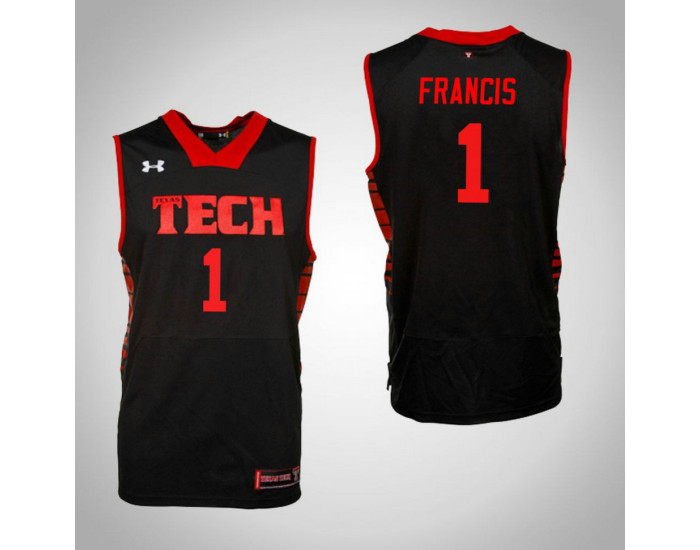 Texas Tech Red Raiders #1 Brandone Francis Replica College Basketball Jersey Black