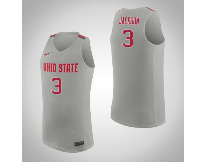 Ohio State Buckeyes #3 C.J. Jackson Replica College Basketball Jersey Pure Gray