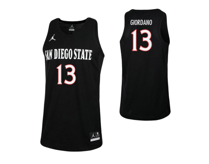 San Diego State Aztecs #13 Caleb Giordano Replica College Basketball Jersey Black