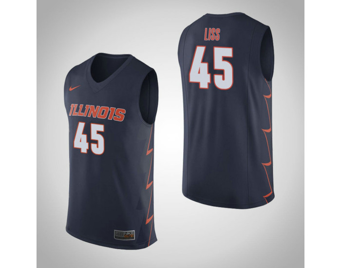 Youth Illinois Fighting Illini #45 Cameron Liss Authentic College Basketball Jersey Navy