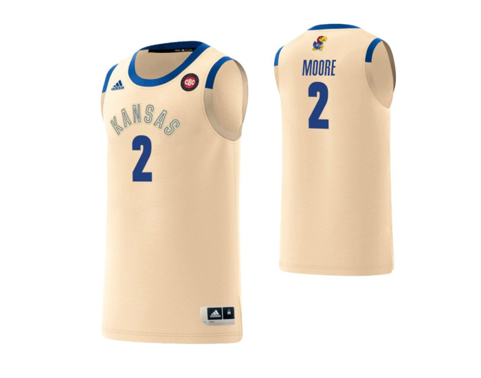 Kansas Jayhawks #2 Charlie Moore Harlem Renaissance Replica College Basketball Jersey Cream