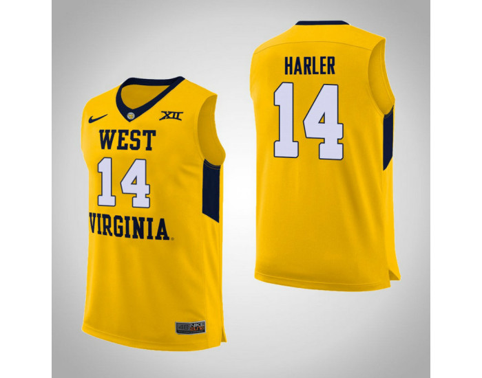 Youth West Virginia Mountaineers #14 Chase Harler Replica College Basketball Jersey Yellow