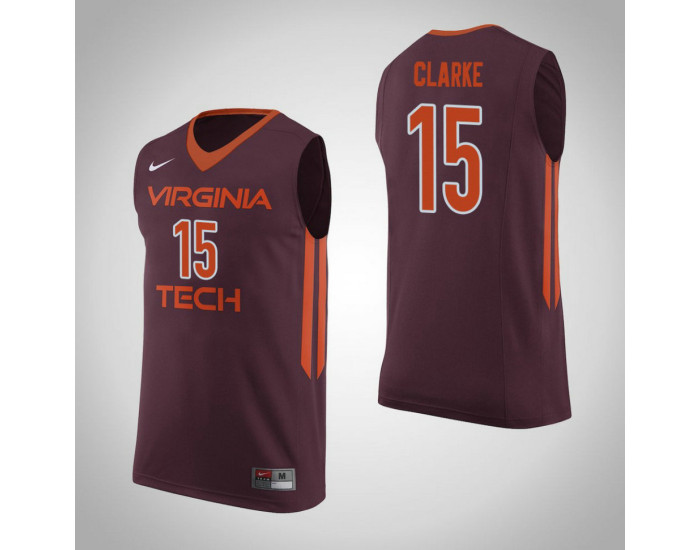 Virginia Tech Hokies #15 Chris Clarke Replica College Basketball Jersey Maroon