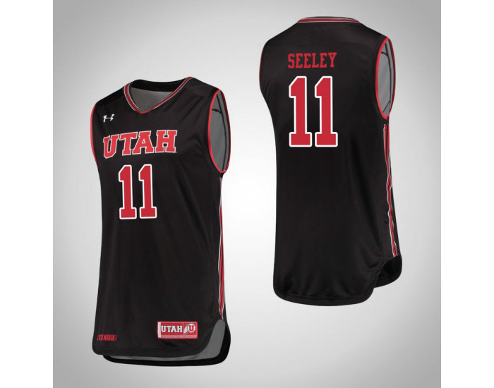 Youth Utah Utes #11 Chris Seeley Replica College Basketball Jersey Black