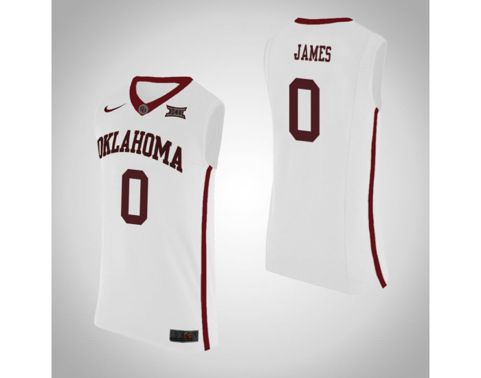 Oklahoma Sooners #0 Christian James Replica College Basketball Jersey White