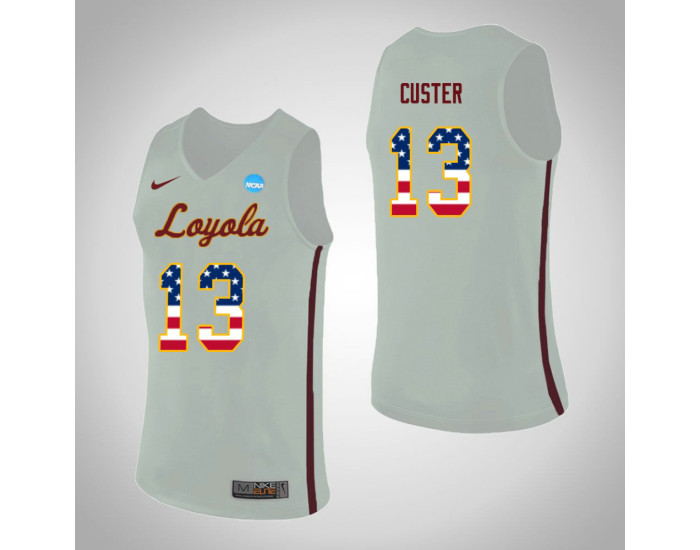 Youth Loyola (Chi) Ramblers #13 Clayton Custer USA Flag Authentic College Basketball Jersey White
