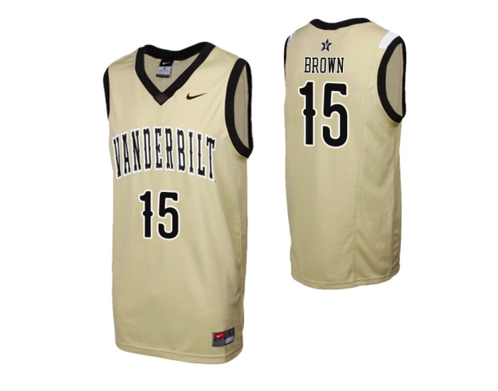 Vanderbilt Commodores #15 Clevon Brown Gold Authentic College Basketball Jersey
