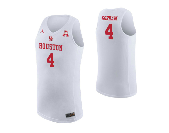 Houston Cougars #4 Justin Gorham Authentic College Basketball Jersey White