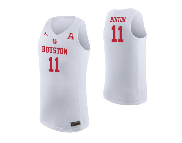 Houston Cougars #11 Nate Hinton Authentic College Basketball Jersey White