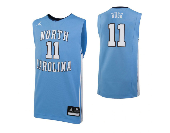 North Carolina Tar Heels #11 Shea Rush Authentic College Basketball Jersey Carolina Blue