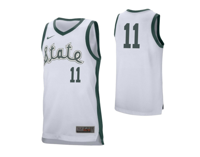 Michigan State Spartans #11 Aaron Henry Retro Performance Authentic College Basketball Jersey White
