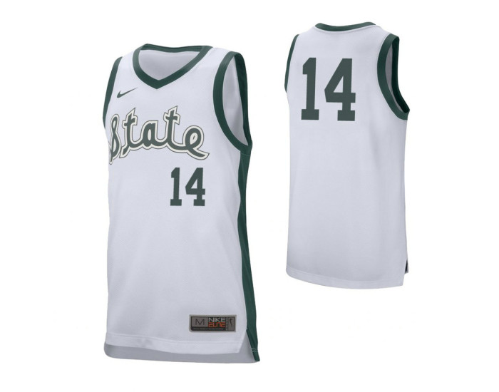 Youth Michigan State Spartans #14 Brock Washington Retro Performance Replica College Basketball Jersey White