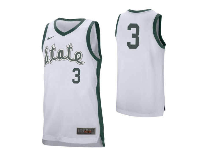 Youth Michigan State Spartans #3 Gabe Brown Retro Performance Replica College Basketball Jersey White