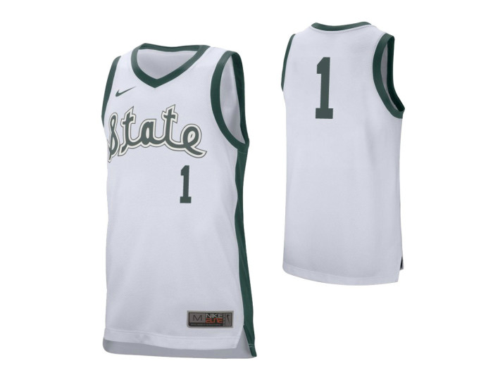 Michigan State Spartans #1 Joshua Langford Retro Performance Authentic College Basketball Jersey White