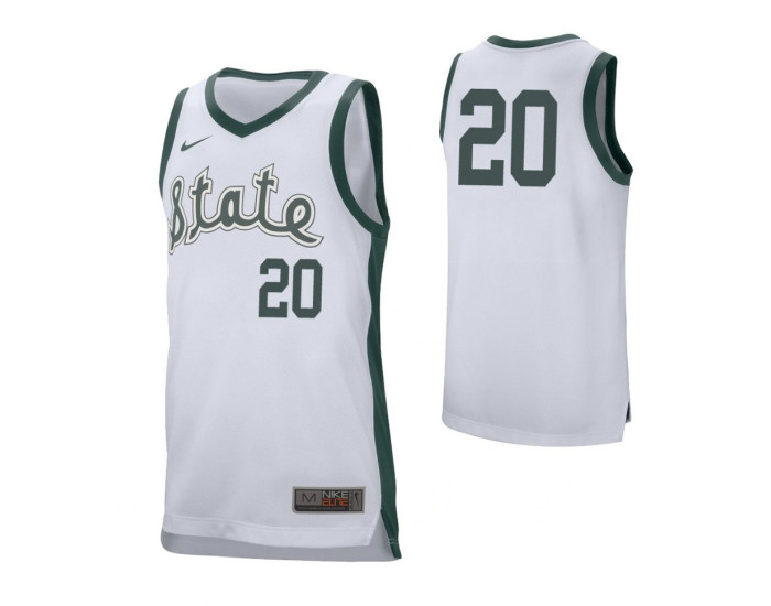 Youth Michigan State Spartans #20 Matt McQuaid Retro Performance Replica College Basketball Jersey White