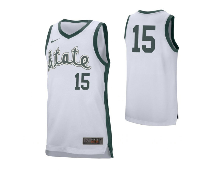 Youth Michigan State Spartans #15 Thomas Kithier Retro Performance Replica College Basketball Jersey White