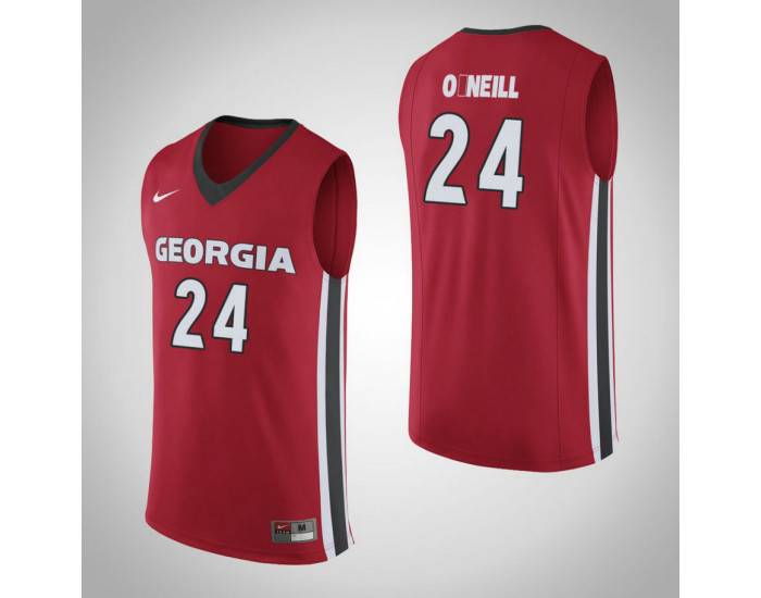 Georgia Bulldogs #24 Connor O'Neill Authentic College Basketball Jersey Red